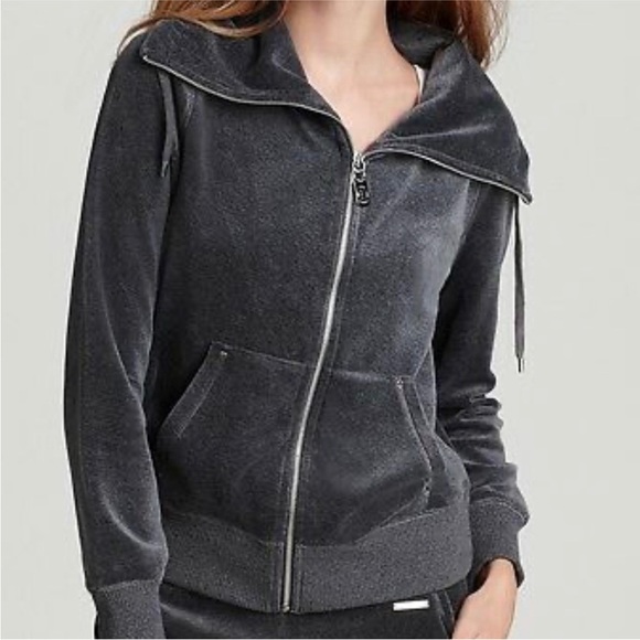 MICHAEL KORS Zip Front Gray  Velour Jacket 90s Y2K Size Small - Picture 1 of 7